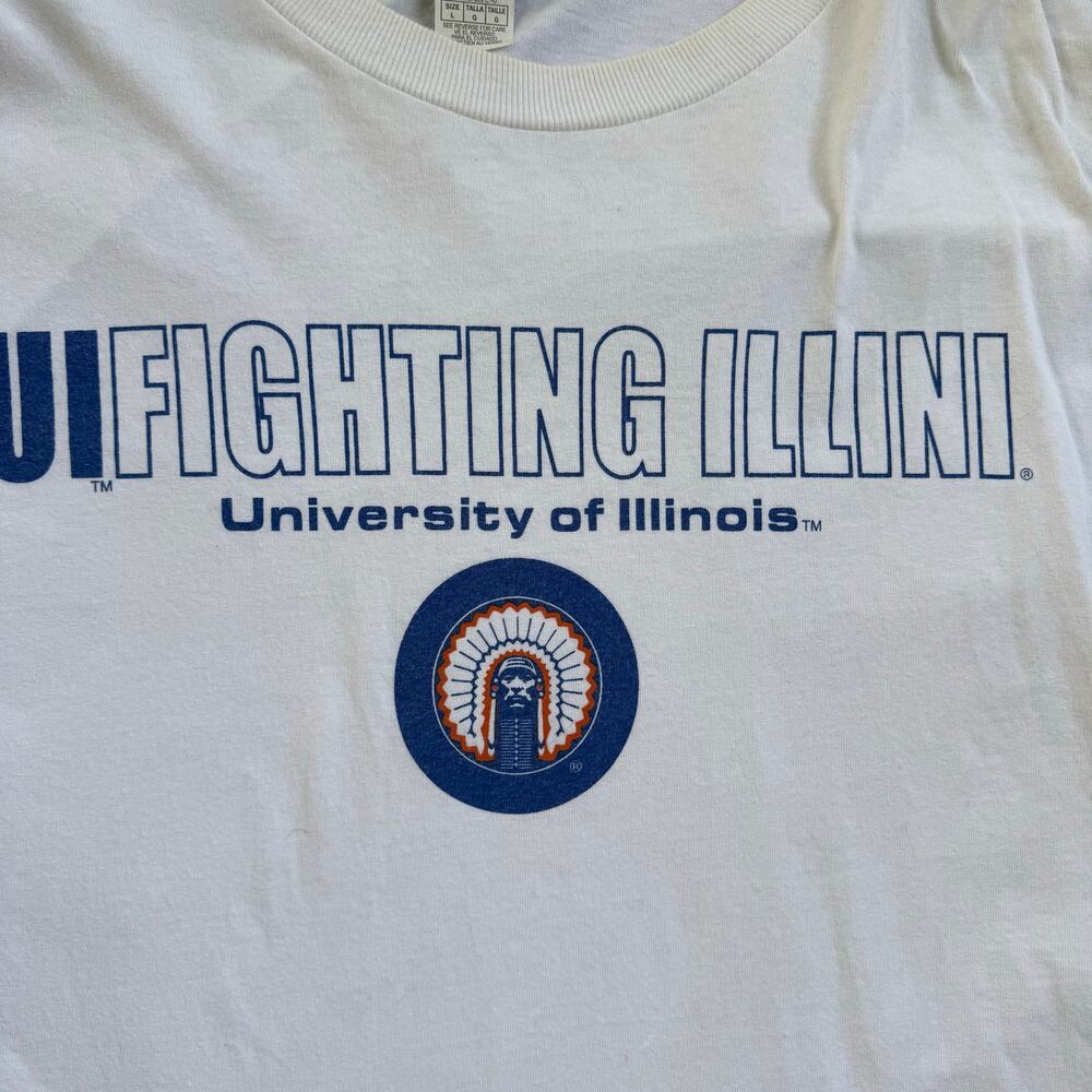 Vtg 1990s Chaps U of I Fighting Illini Tshirt Large - Picture 4 of 9